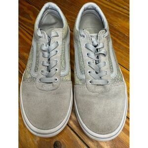 Vans Off the Wall Silver Glitter Suede Size 4